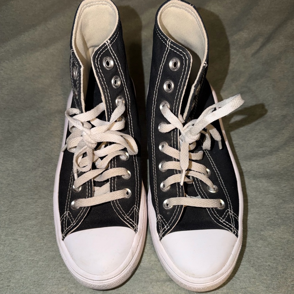 Black and White High-Top Platform Sneakers